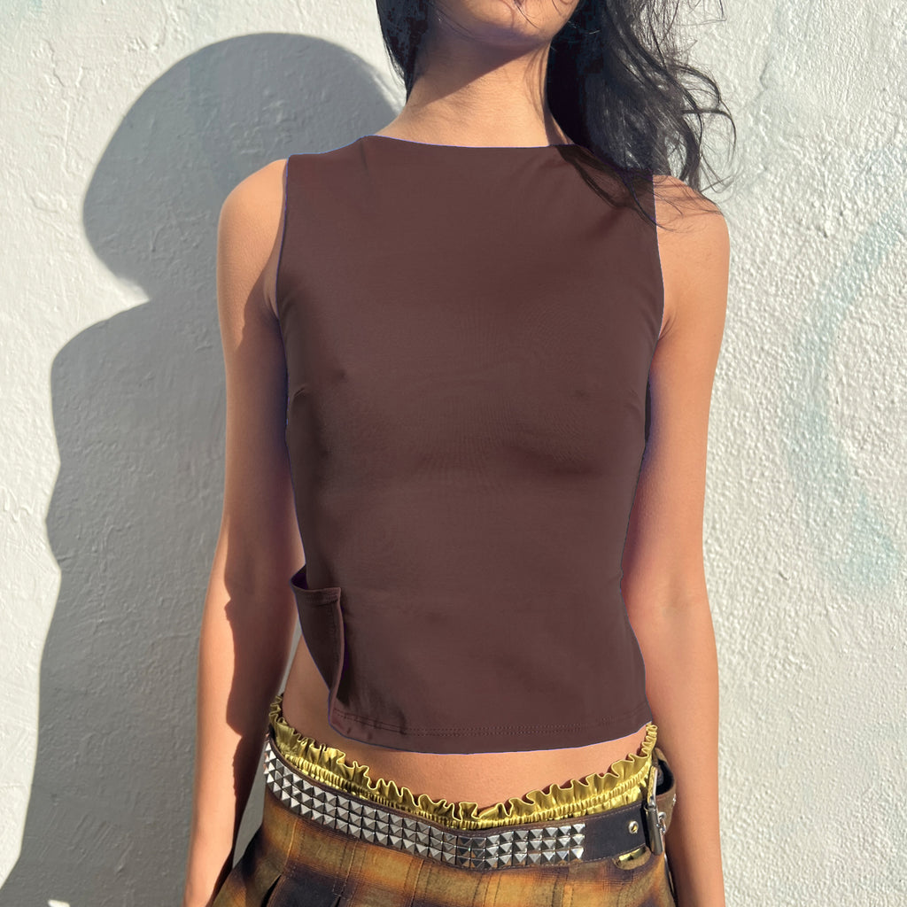 Choc Brown Newyork High Neck Top