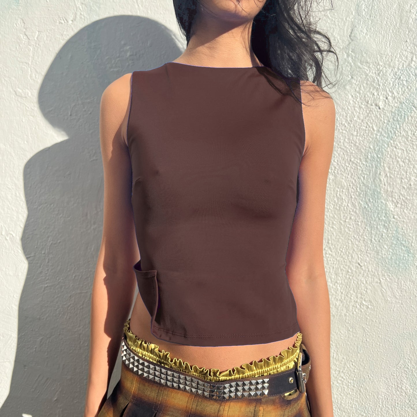 Choc Brown Newyork High Neck Top