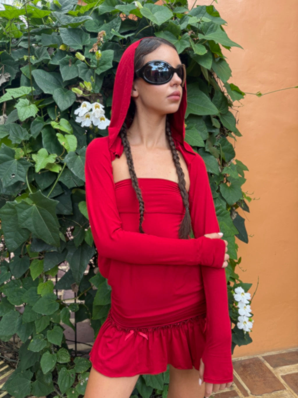 Cherry 6 Way Cowl Halter Top