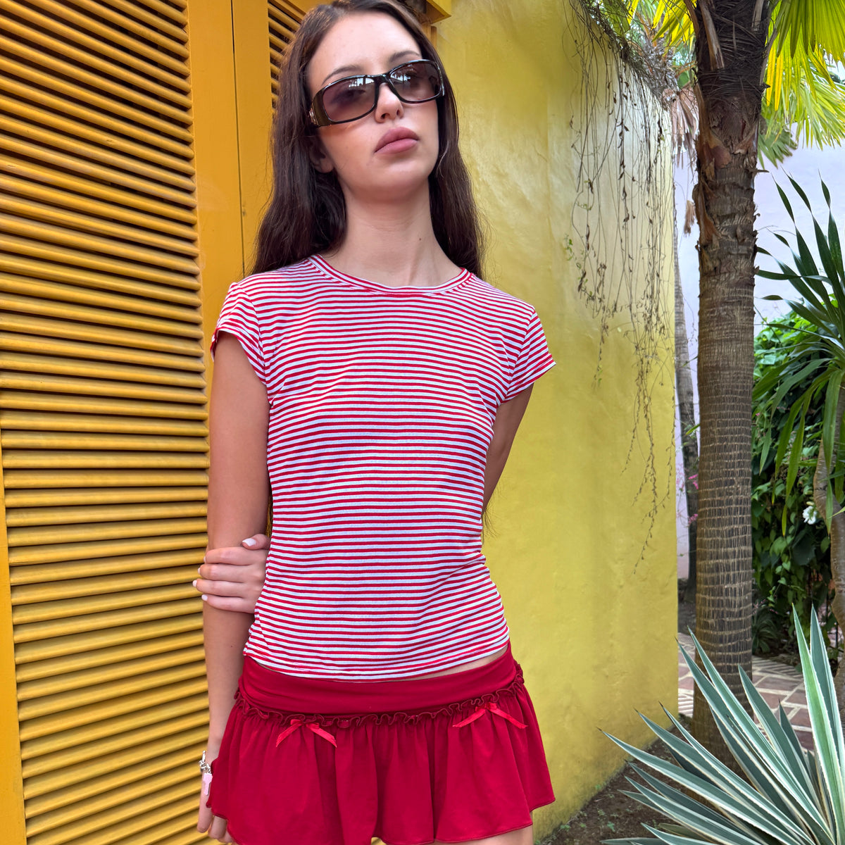 Striped Cherry baby tee