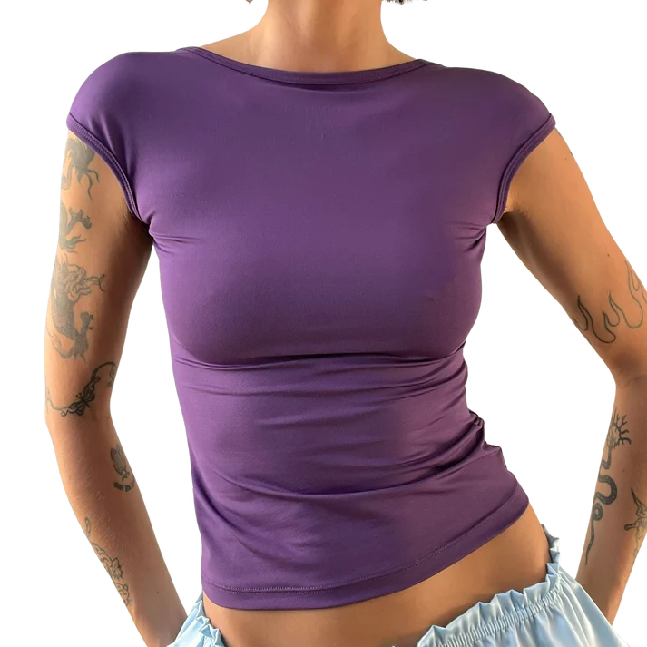Scoop Neck Eggplant Tee