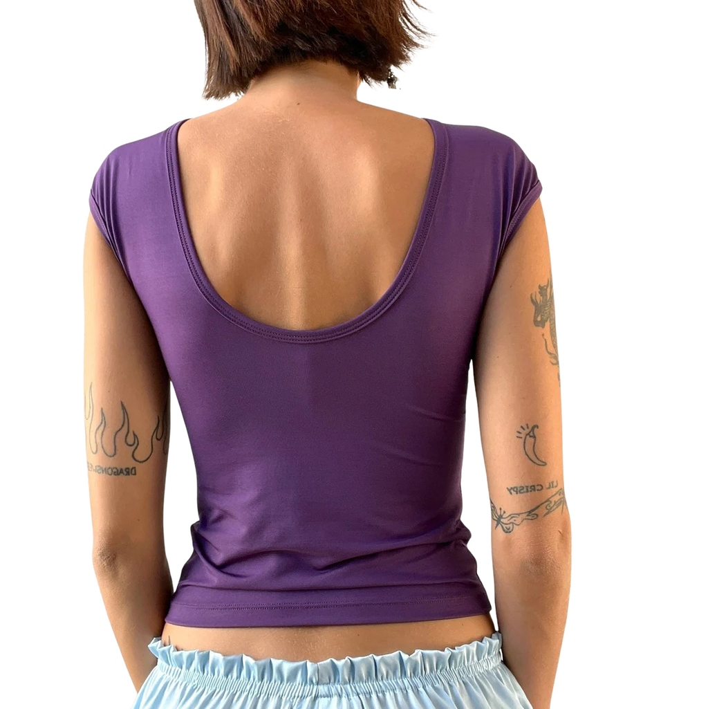 Scoop Neck Eggplant Tee