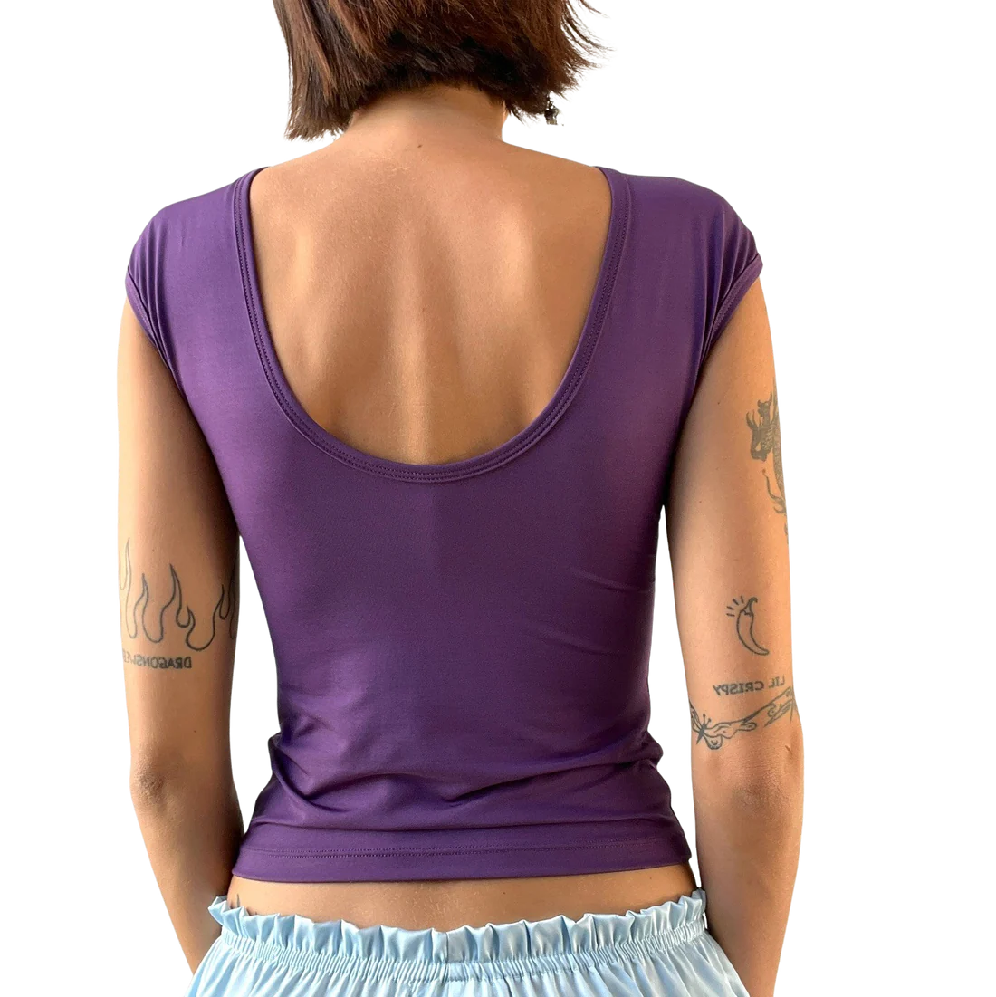 Scoop Neck Eggplant Tee