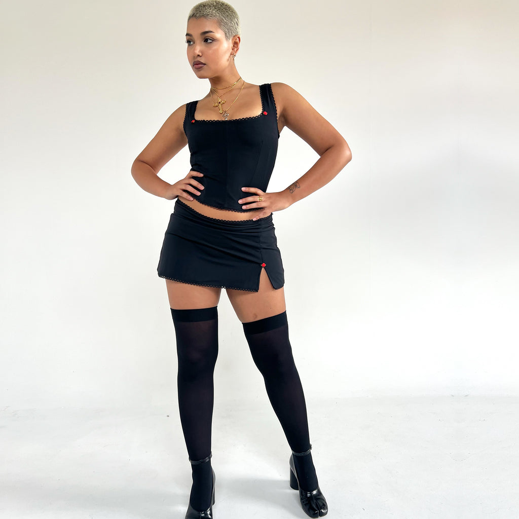 Rose Black Mini Skirt