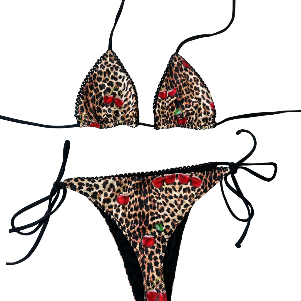 Leopard, Cherry & Lace Triangle Bikini