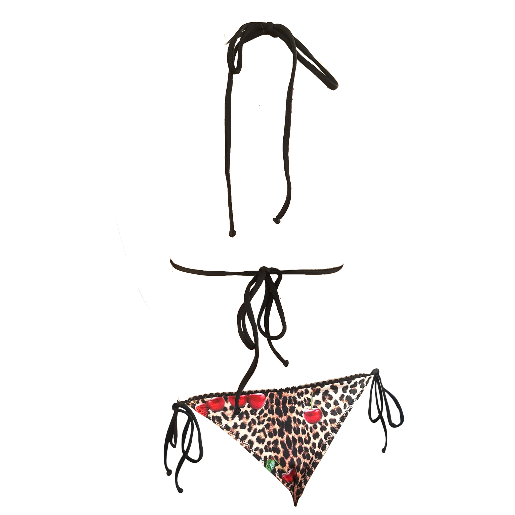 Leopard, Cherry & Lace Triangle Bikini