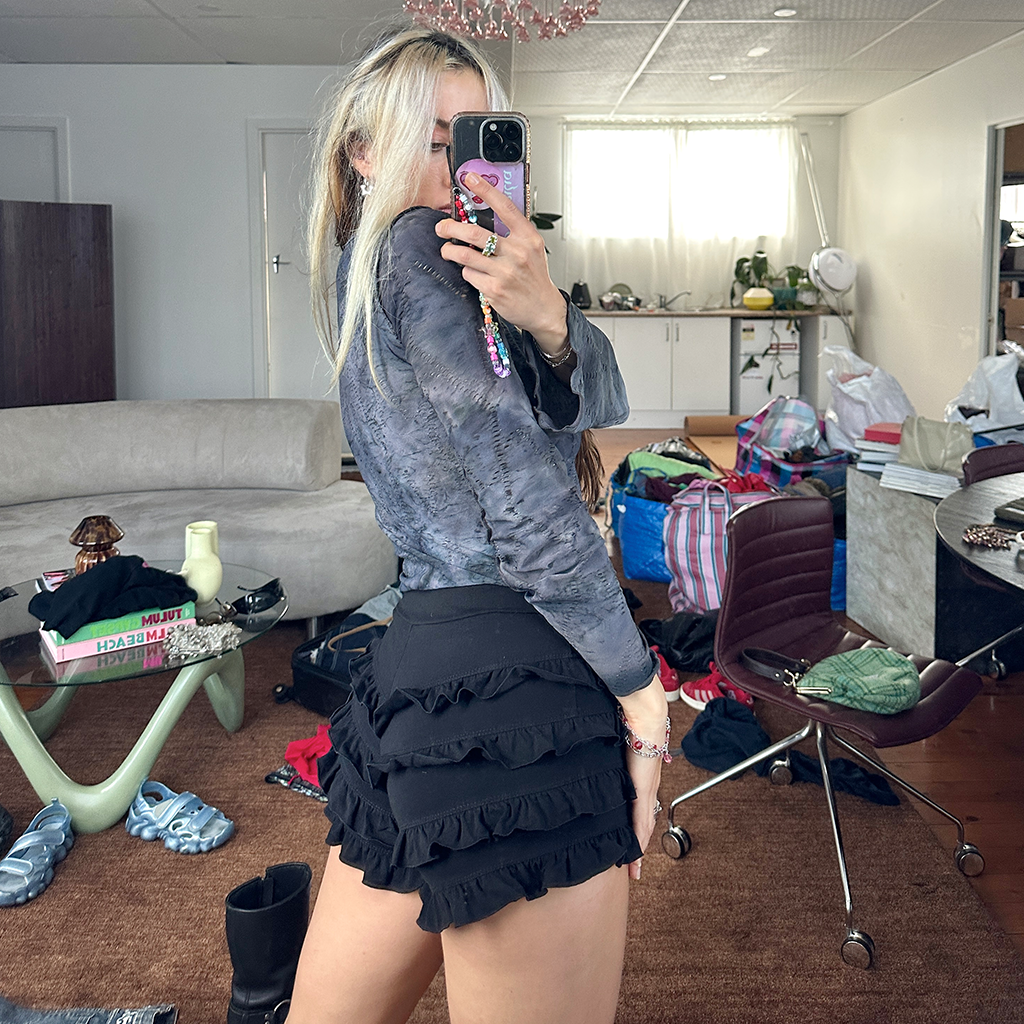 Red Ra Ra Ruffle Shorts