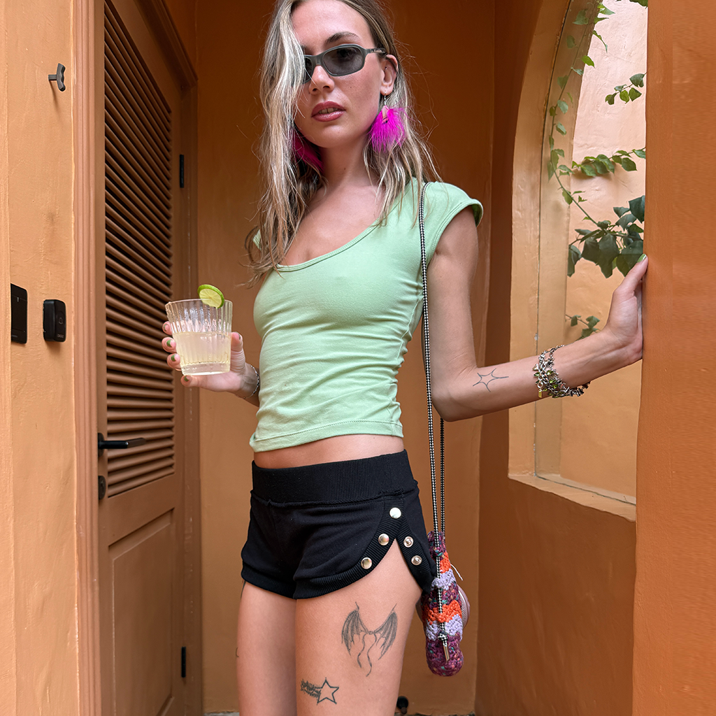 Snap Mini Shorts Black