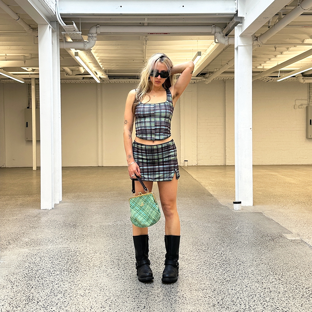 Tartan Green Mini Skirt - Main Image