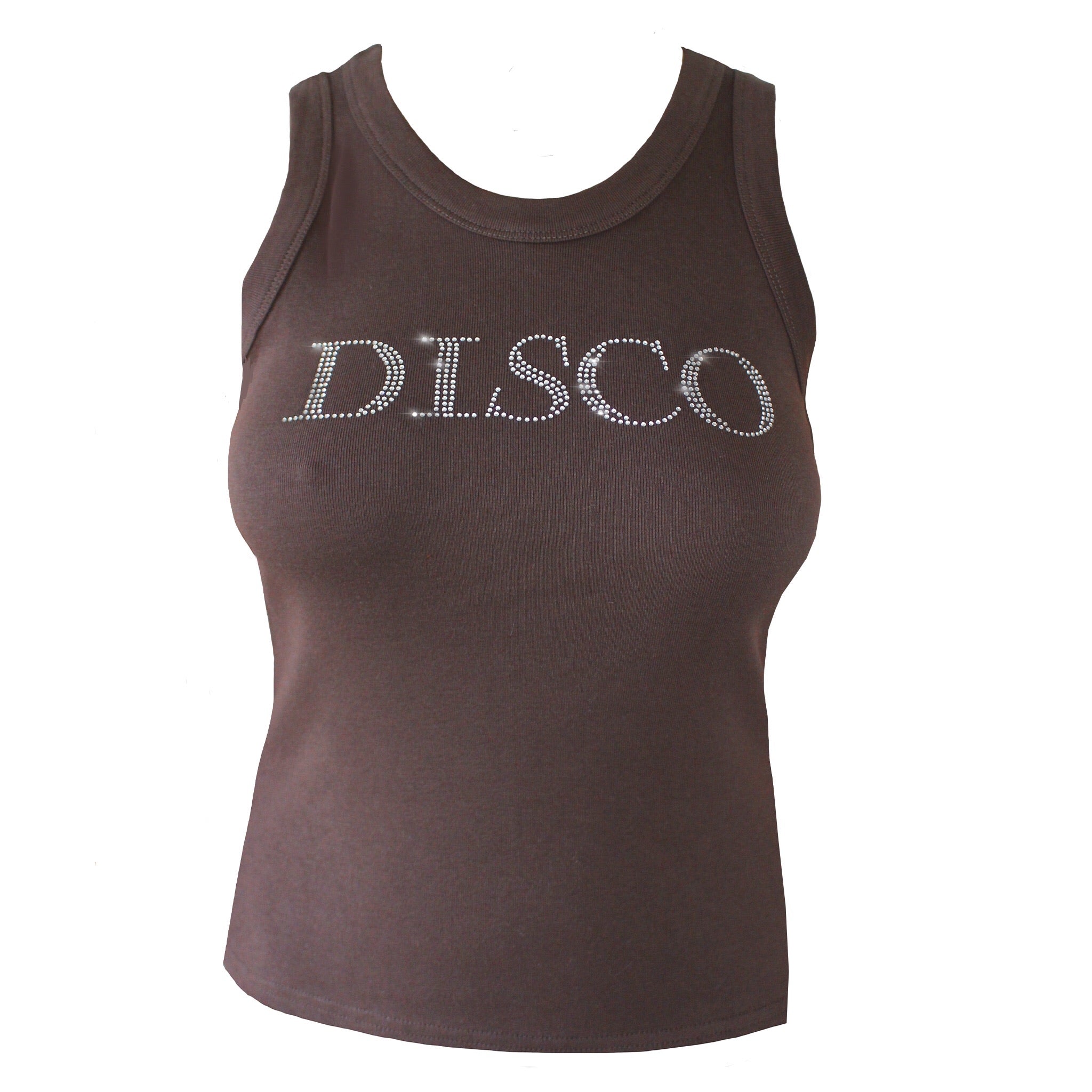 Disco Chocolate Brown Diamante Tank