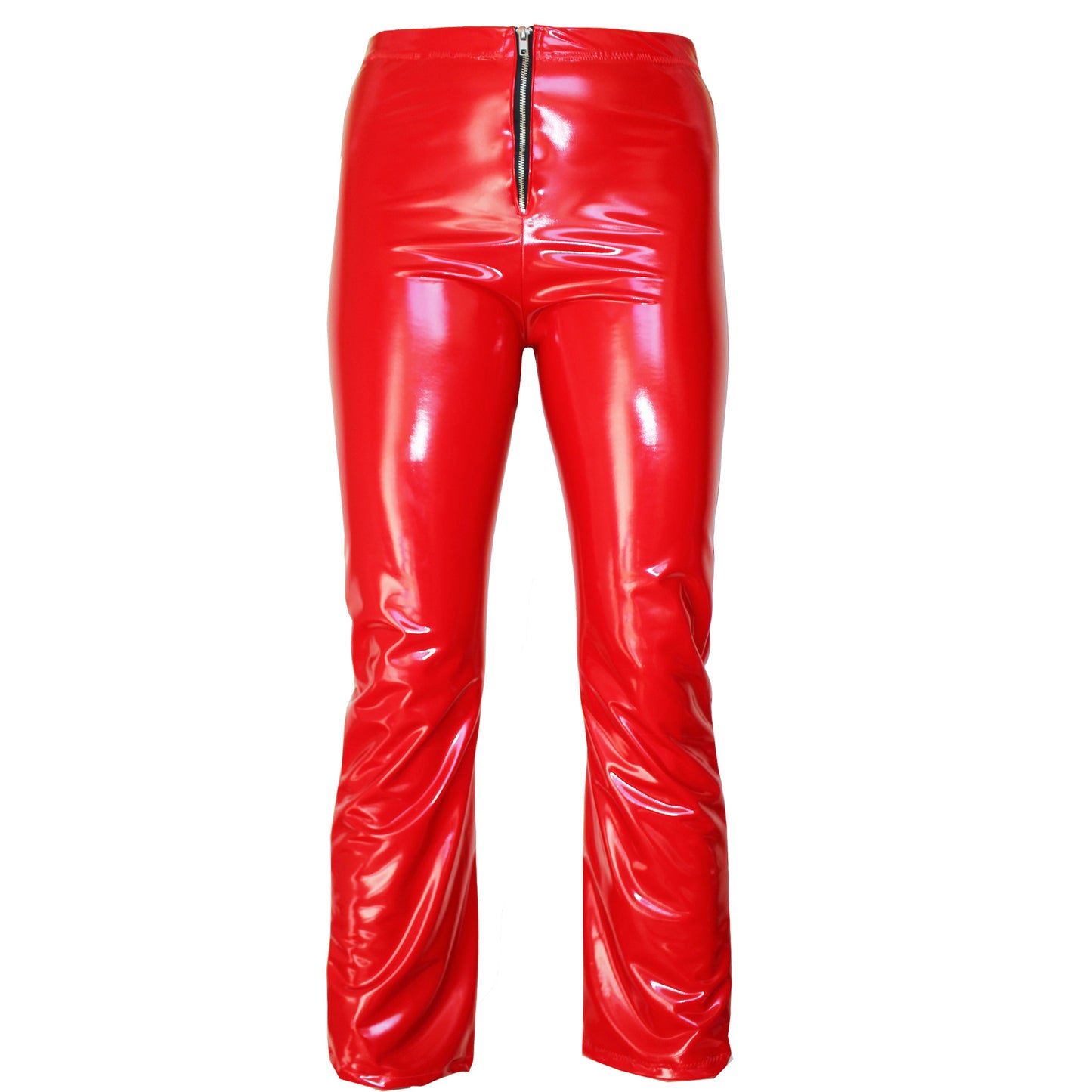 Geri Latex Look Cropped Red Pants